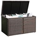 335L Polyrattan Auflagenbox Kissenbox Aufbewahrungsbox mit 2 Ablagen & Deckel