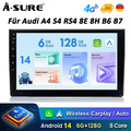 6+128GB Android 14 Autoradio Carplay GPS Navi RDS BT 5.0 Für Audi A4 8E 8H B6 B7