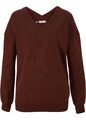 Neu Pullover mit V-Ausschnitt Gr. 44/46 Kaffeebraun Damen Strick-Pulli Sweater