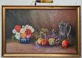 Großes Ölgemälde Oil Painting Meisterwerk Stillleben Obst Blumen 1940 Jahr 138