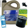 5L Original Opel GM 5W-30 Motoröl 5W30 + MANN Ölfilter + Ablassschraube für Opel