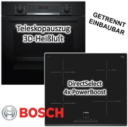 Induktion SET Herdset Autark Bosch Einbau Backofen Schwarz + Induktion Kochfeld 
