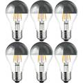 6 x LED Filament Kopfspiegel Silber Birnen 8W = 60W E27 806lm warmweiß 2700K