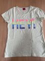 T-Shirt mit Schriftzug "HEY ! " aus Pailletten grün pink blau Gr.164