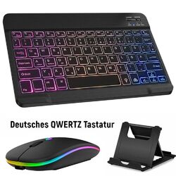 QWERTZ-Tastatur Maus Beleuchtet Für Samsung Galaxy Tab A9+ A8 A7 A8 S9 S6 Lite