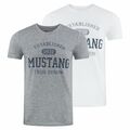 Mustang Herren T-Shirt Basic Print Rundhals Kurzarm Tee Shirt 100% Baumwolle NEU