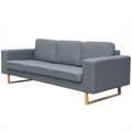 vidaXL 3-Sitzer Sofa Stoff Hellgrau TOS