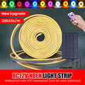 Solar COB Neon LED Strip Streifen IP68 Wasserdicht Flex Schlauch Lichtband Außen