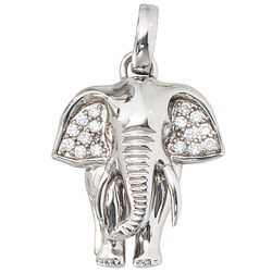 JOBO  "44684" Anhänger Elefant 925 Sterling Silber rhodiniert mit Zirkonia Kette