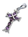 Rhodolith Granat Kreuz Ketten-Anhänger 925 Sterling-Silber mit Edelsteine