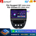 Android 13 Autoradio Carplay Für Peugeot 107 2005-2014 GPS SWC DAB+ WiFi 6+128GB