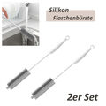 Silikon Flaschenbürste 2er Set mit langem Stiel für Flaschen Gläser Tassen 31 cm