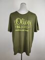 S. Oliver T-Shirt Kurzarm gr. XL Grün Basic Schrift Modern Freizeit