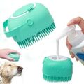 2-Farben Silikon Haustier-Massage-Badebürste & Shampoo-Spender für Hunde Katzen