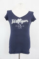 Tommy Hilfiger Damen T-Shirt S blau dunkelblau Motiv Kurzarm V-Auschnitt A419