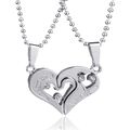 Edelstahl Partner Kette Love Freundschaft Kette Friend Heart Liebe Zirkonia Herz