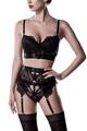 Dessous 3 teiliges Straps-Set schwarz von Grey Velvet transparente Spitze