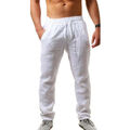 NEU Herren Leinenhose Sommer Freizeit Stoffhose Kordelzug Lose Fitness Hosen