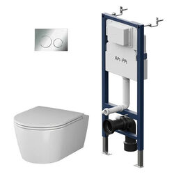 Komplettset Spülrandlos Hänge Wand-WC Vorwandelement Spülkasten Softclosedeckel✅ 10 JAHRE GARANTIE✅ Größe:37x37x49cm✅TIEFSPÜLER