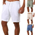 Φ Strandhose Kordelzug Leinen Lockere Sommer-Hotpants Einfarbig Herren-Shorts