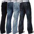 Kruze Bootcut Jeans Herren ausgestellt breites Bein Denim Hose Gürtelhose alle UK Größen