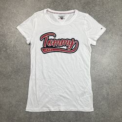 "Tommy Jeans weiß großes Logo T-Shirt Damen M Pit to Pit 15"