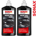 2x SONAX Polish & Wax Color Schwarz Autopolitur mit Wax Lack Handpolitur 500 ml