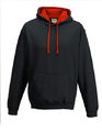 Kaputzenpullover Hoodie Pullover Kapuze Winterpullover kontrast schwarz / rot