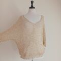 Damen Made In Italy Häkel Netz Sterne Pullover passt UK 8-14 Beige