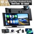 10.26"Tragbarer 4K Dash Cam Wireless Autoradio Apple CarPlay Android Auto+Kamera