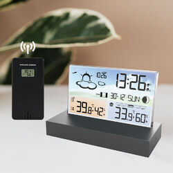 Wetterstation Mit Farbdisplay Thermometer Innen-Außensensor Digitale Wecker 2024