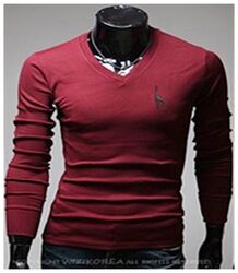 Herren Longsleeve Longline T-Shirt Pullover Sweatshirt Langarm-Shirt V-Neck NEU