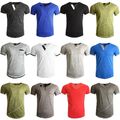 Herren T-Shirt V-Neck oder Rundhals Slim Fit Kurzarm Basic Unifarben