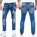 Herren Jeans Hose Slim Fit Rock Creek Designer Basic Jeans Stretch Hose Blau M21