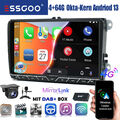 4+64G 4G Autoradio Carplay Android 13 DAB+ Kam Für VW Golf 5 6 Touran Polo Caddy