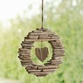 Deko-Kranz "Wooden-Heart" Fensterschmuck Wandhänger Landhaus-Stil naturbelassen