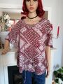 Esprit Süße Bluse Gr. 44 Bordeaux -Weiß mit Muster 100% Viskose TOP