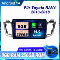 Autoradio Android 14 Für Toyota RAV4 2013-2018 GPS Navi DAB+ RDS CarPlay 8+256GB