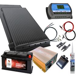 Wohnmobil Solaranlage 200 Watt Set LCD Laderegler Batterie 12 Volt weiß schwarz