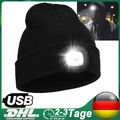 Mütze mit LED Licht Beanie Herren Damen Unisex Wintermütze Strickmütze Warm USB