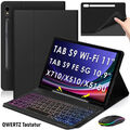 QWERTZ Beleuchtet Tastatur Schutzhülle Maus Für Samsung Galaxy Tab S9 FE S8 A9+