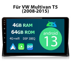 Carplay 4+64G Für VW Multivan T5 2008-2015 Android 13 Autoradio GPS Navi WIFI BT