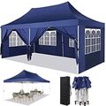 Faltpavillon Pavillon 3x6m Wasserdicht Anti-UV Gartenzelt mit 6 Seitenteilen PVC