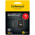 Intenso microSDHC-Speicherkarte UHS-I Professional, 16 GB, bis 90 MB/s, U3