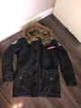 Alpha Industries Polar Winter Jacke Parka Gr. M Herren Schwarz Kapuze Fell