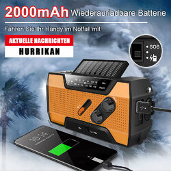 Solar Radio Kurbelradio Notfall AM/FM LED lampe USB Handyladefunktion Tragbare!!