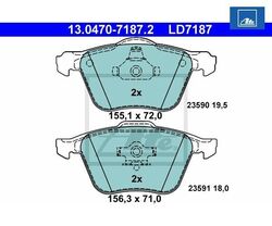 Bremsbelagsatz, Scheibenbremse ATE Ceramic ATE 13.0470-7187.2