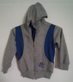 Grau/blaue Sweatjacke mit Kapuze im 2-Lagenlook Gr. 110/116