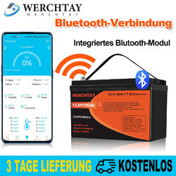 Bluetooth Lithium Batterie 12V 100Ah LiFePO4 Smart Akku Wohnmobil 15000+ Zyklen