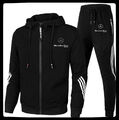 DE Herren Trainingsanzug Set Hoodie Schwarz Jacke Kapuzen Sweatshirt Jogginghose